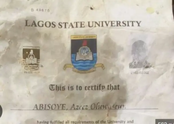 Found LASU  degree certificate at ‘suya’ spot is invalid, says Management